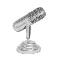 9" x 9" Silver Aluminum Metal Microphone Sculpture, by DecMode