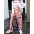 thumbnail image 4 of Girls' Drawstring Cargo Jogger Pants Multiple Pockets Elastic Cuff Casual Pants for 3-12 Years Old, 4 of 8