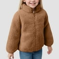 thumbnail image 2 of UAYOTSE Girls Long Sleeved Hoodless Jacket Comfortable Fleece Lined Warm Fashionable Zippered Jacket(S73-Coffee,12-18 Months), 2 of 6