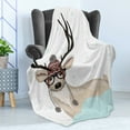thumbnail image 4 of Christmas Soft Flannel Fleece Blanket, Nerdy Reindeer Glasses and Nordic Scandinavian Bruise Hat Antlers Graphic Design, Cozy Plush for Indoor and Outdoor Use, 50" x 60", Multicolor, by Ambesonne, 4 of 5