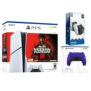 Sony PlayStation 5 Slim Disc Call of Duty Modern Warfare 3 Bundle with Extra Galactic Purple Controller and Surge Dual Controller Charge Dock