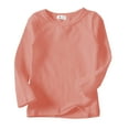 thumbnail image 2 of MIXUE Juniors Girls Tops & T-Shirts Kids Solid Color Crew Neck Long Sleeve Loose Soft Tops Daily-Wear,Orange,11-12 Years, 2 of 3