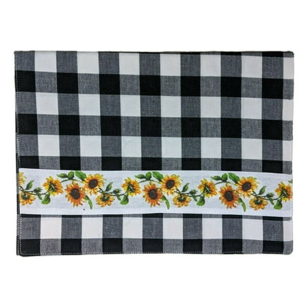 

SUNFLOWER Black Check Table Runner 13 x 36 by The Country House