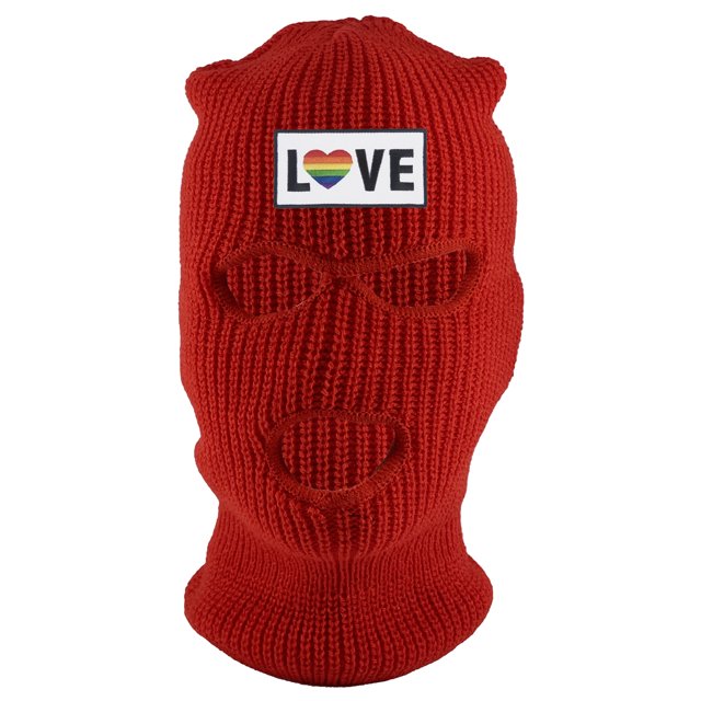 Gravity Threads Love Rainbow Heart 3-Hole Ski Mask - Red