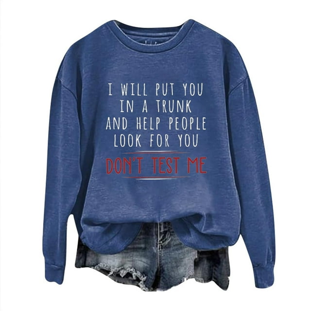 WEAIXIMIUNG Robe Sweat-Shirt avec Poches Sweat-Shirts Maxi Day Col Rond Femmes Manches Longues Imprimé Graphique Lettre Pull Sans Capuche Blouse Top