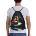 thumbnail image 2 of Drawstring Backpack - Halloween Witch Mysterious Pumpkin Splash Proof Small Drawstring Gym Bag for Women Men, Cinch Sports String Bag Backpack for Travel Swimming Beach, 2 of 8