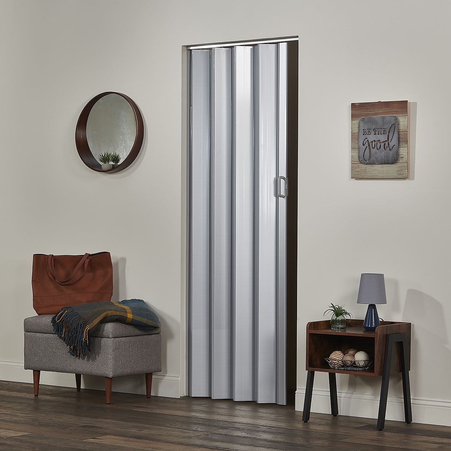 Homestyle Oakmont PVC Accordion Folding Door 36"wide x 80"high Silver