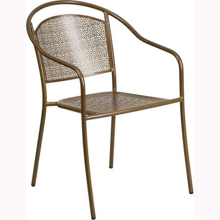 Flash Furniture Indoor-Outdoor Steel Patio Arm Chair with Round Back, Multiple Colors