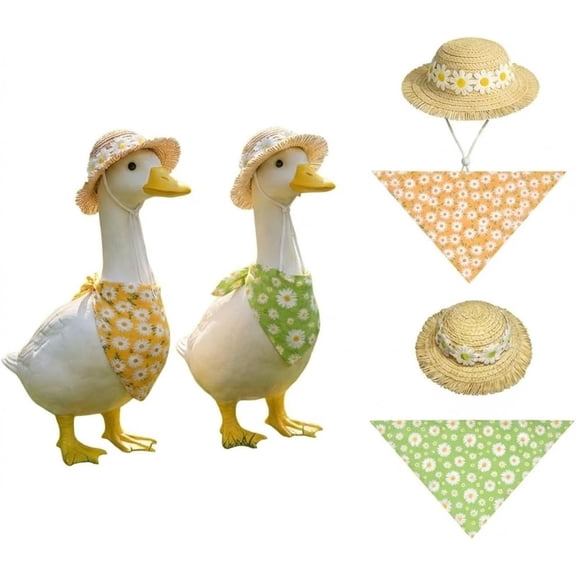 Usyios 4pcs Spring and Summer Pastoral Style Porch Goose Outfit - Seasonal Yard Decor Costume Clothes for Lawn Statue