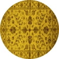 thumbnail image 1 of Ahgly Company Indoor Round Oriental Yellow Traditional Area Rugs, 4' Round, 1 of 4