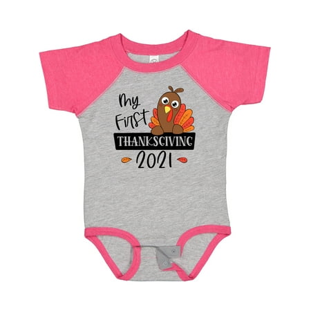 

Inktastic My 1st Thanksgiving 2021 Cute Turkey Gift Baby Boy or Baby Girl Bodysuit