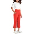 thumbnail image 5 of Gfyviroh Girls Stretch Capris Solid Side Slit High Waist Cropped Trousers Comfy Yoga Capri Pants for Big Kids, 5 of 8