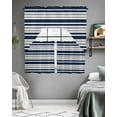 thumbnail image 5 of Navy Blue Grey Striped Kitchen Curtains Swag Valance and Tier Curtains Set 24 Inch Length, Gradient Horizontal Lines Rod Pocket Drape Panels Pair Swag Curtains for Bathroom/Cafe/Window, 5 of 6