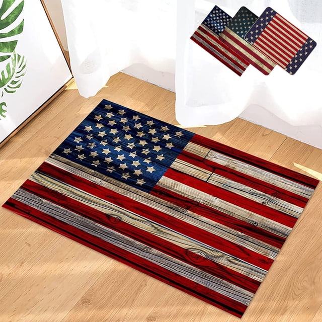 Fiudx Liquidación De Decoración Del Hogar Felpudo De Bienvenida Patriótico, Tapete Retro Con Banderas Americanas, Tapete Para Puerta Con Goma Antideslizante, Tapete De Lino Vintage Para El 4 De Julio