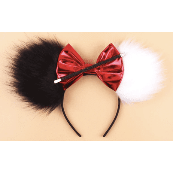 Cruella Inspired Minnie Ears, Cruella Mickey Ears, Black Ears, Cruella Minnie Ears, Cruella Dalmations Mickey Ears