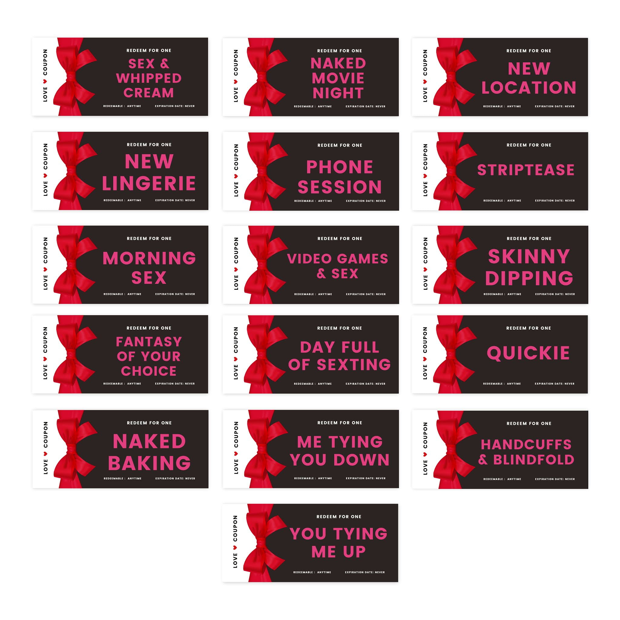Blank Sex Love Coupons for Him or Her Naughty Valentines Fun Couples Gift 