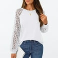 thumbnail image 4 of SUNBS Women Blouses Hollow-Out Lace Tops Crew Neck Long Sleeve Shirts for Women Trendy Clothes, 4 of 8
