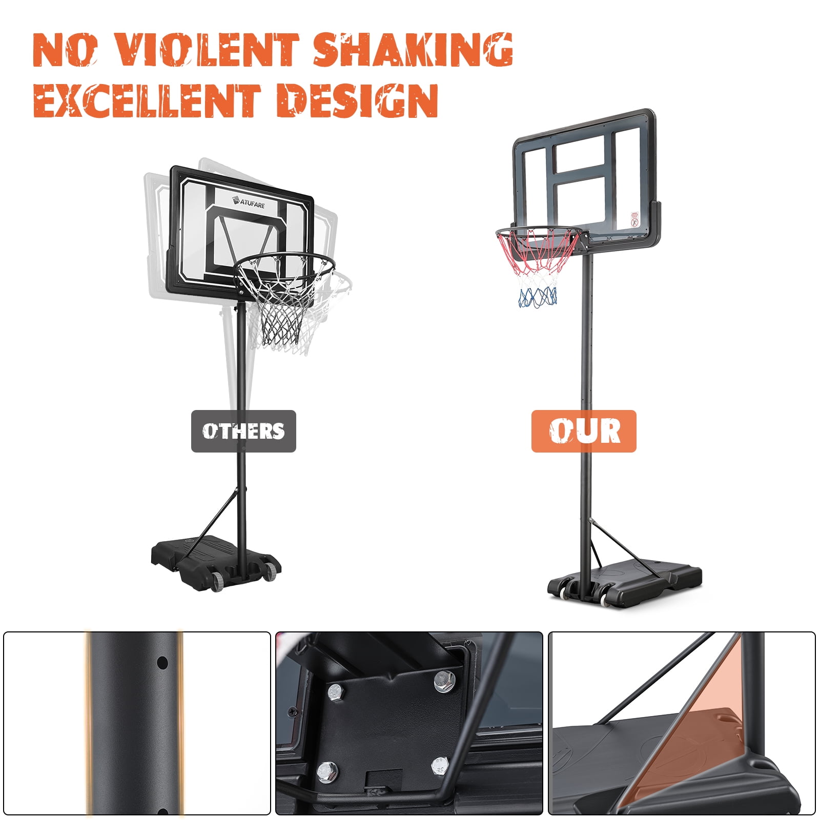 Costway 44 ft. ft. Portable Adjustable Basketball Goal Hoop Stand System  withSecure Bag Outdoor SP37879 - The Home Depot