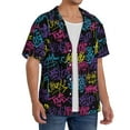 thumbnail image 2 of Goofa Graffiti Art Printed Men's Casual Short-sleeved Shirt,Lightweight Breathable Button-down,Summer Casual men's top,Versatile Fashion shirt-Large, 2 of 7