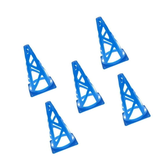 5 Pieces 9" PE Sport Training Traffic Cone Plastic Traffic for Soccer Football Basketball Blue