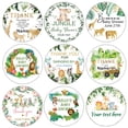 thumbnail image 2 of Pegatinas personalizadas para Baby Shower, animales de la selva, nombre, fecha, texto, Zoo, fiesta de cumpleaños, etiquetas de Favor, 4,5 cm, 2 of 4