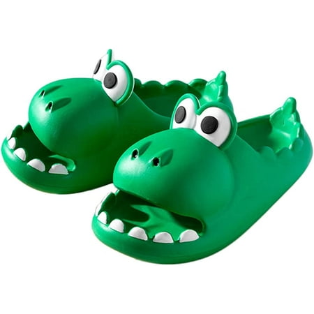 

DanceeMangoo Dinosaur Bedroom Slippers Non Slip Soft Open Toe House Slides for Indoor Outdoor