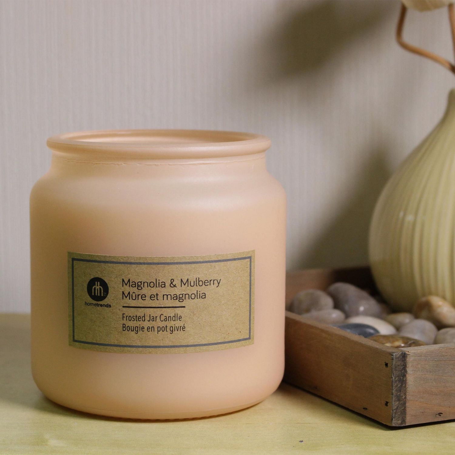 Hometrends 14oz Magnolia & Mulberry Scented Frosted Jar Candle, 14oz fragranced candle