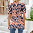 thumbnail image 6 of Womens Shirts Summer V Neck Tops Puff Short Sleeve T Shirt Pleated Floral Printed Tunic Blouse Shirts Womens Tops, 6 of 7