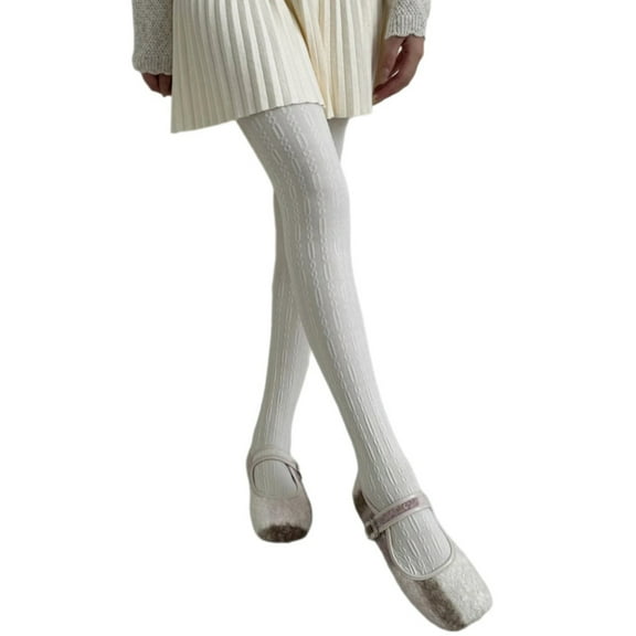 Breathable Cotton Tights with Vintage Chain Stripe for Women Opaque Pantyhose