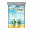thumbnail image 2 of Tropical Bedding Set with Sheet & Covers, Beach View on with Sunglasses Reflection Summer Time Joyful Holiday, Printed Bedroom Decor 2 Shams, 4 Sizes, Baby Blue Mustard White, by Ambesonne, 2 of 3