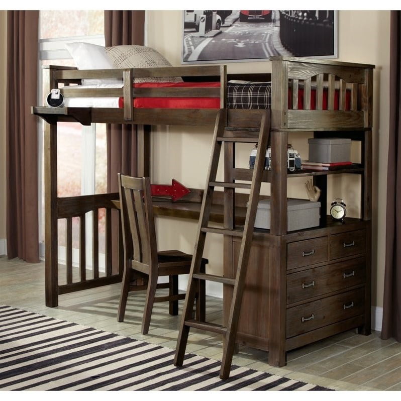 Ne Kids Highlands Twin Loft Bed With, Loft Beds With Drawers And Desk
