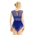 thumbnail image 2 of YEAHDOR Womens Sleeveless Mesh Ballet Gymnastics Leotard Dress Cut Out Front Asymmetric Hem Ballerina Dancewear A Blue X-Large, 2 of 7
