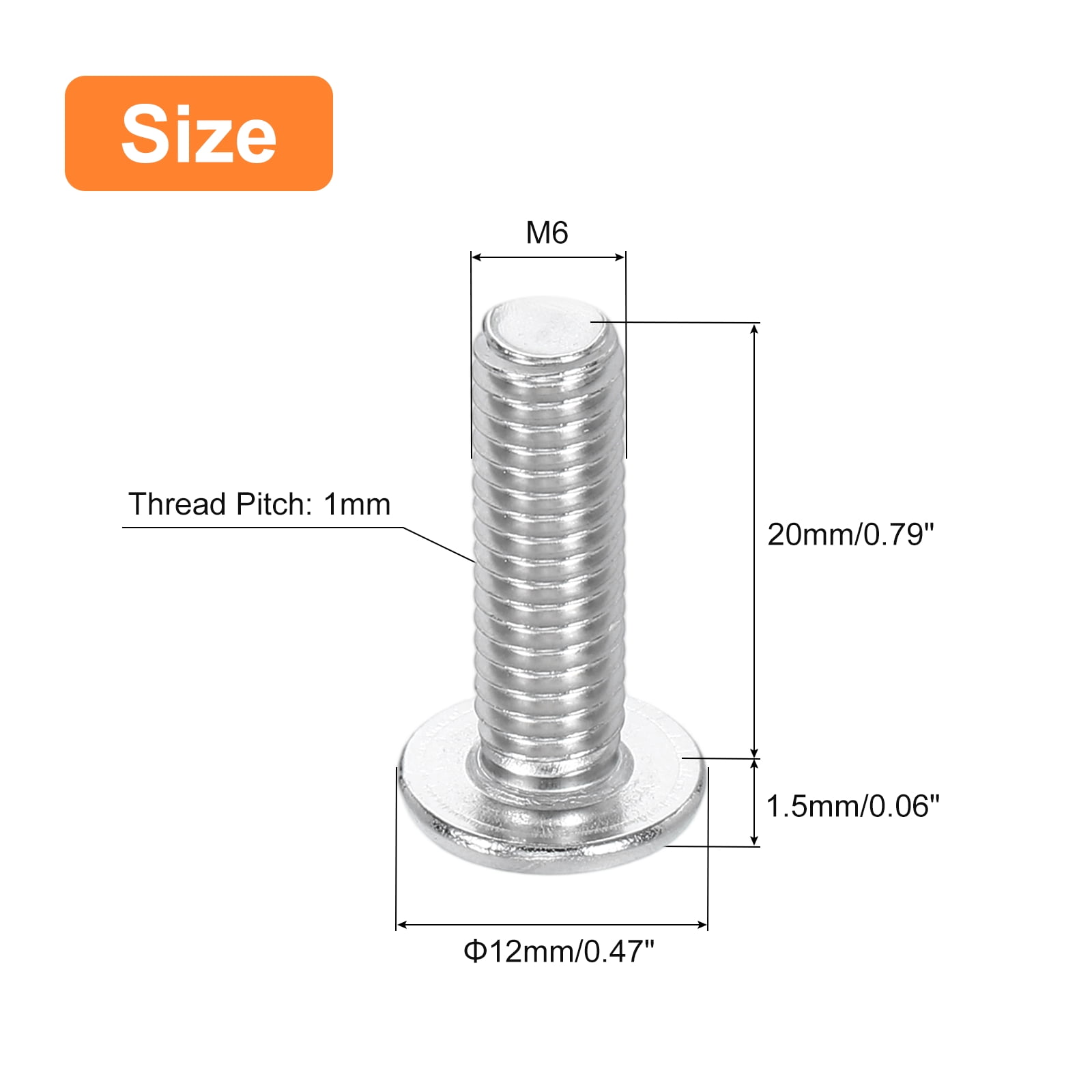 M6-1 x 20mm 100Pack Metal Flat Round Head Screws Phillips Drive Machine Bolt