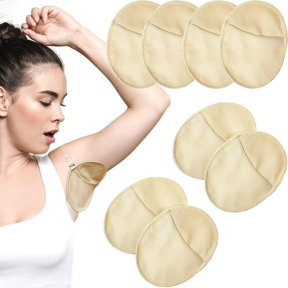 OUSITAID 4 Pairs Underarm Sweat Pads Reusable Sweat Absorbing Guards Washable Armpit Sweat Pads with Shoulder Strap Under Arm Sweat Protectors Women Breathable Absorbent Sweat Pads Guards