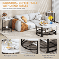 thumbnail image 4 of Baxluxe Round Coffee Table Set of 3, Marble-Look Living Room Coffee Tables, Includes Two Side Tables and a Storage Shelf, 3-Piece Coffee Table Set, Suitable for Home and Office Use, White, 4 of 9