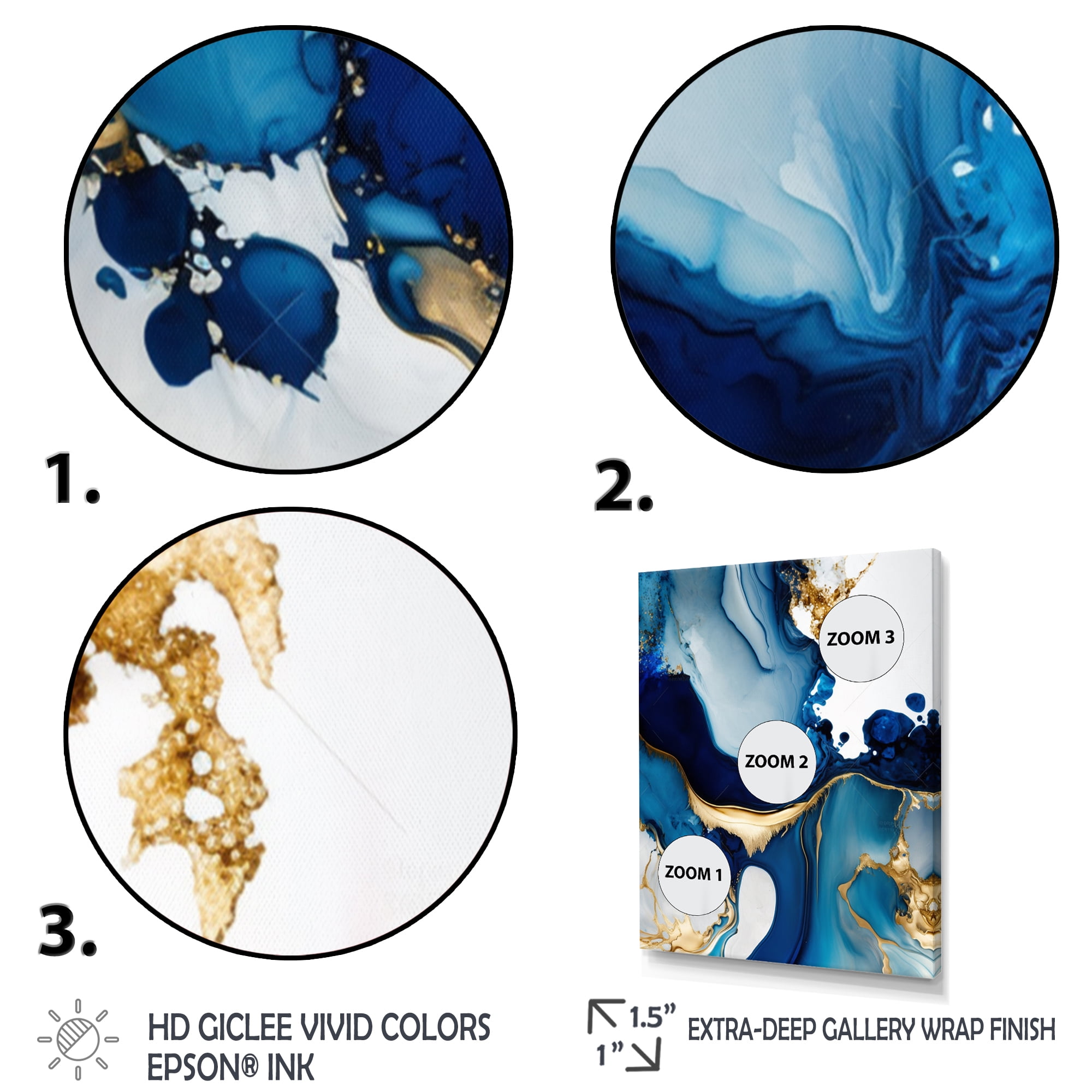 Designart Abstract Marble Geode Blue I Canvas Wall Art - Walmart.com