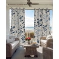 thumbnail image 4 of Farm Navy Blue Leaves Blackout Curtains 96 Inch Length Country Style Plant Leaf Retro Linen Thermal Insulated Window Curtain Window Drapes 2 Panels for Bedroom Living Room 52"Wx96"L, 4 of 9