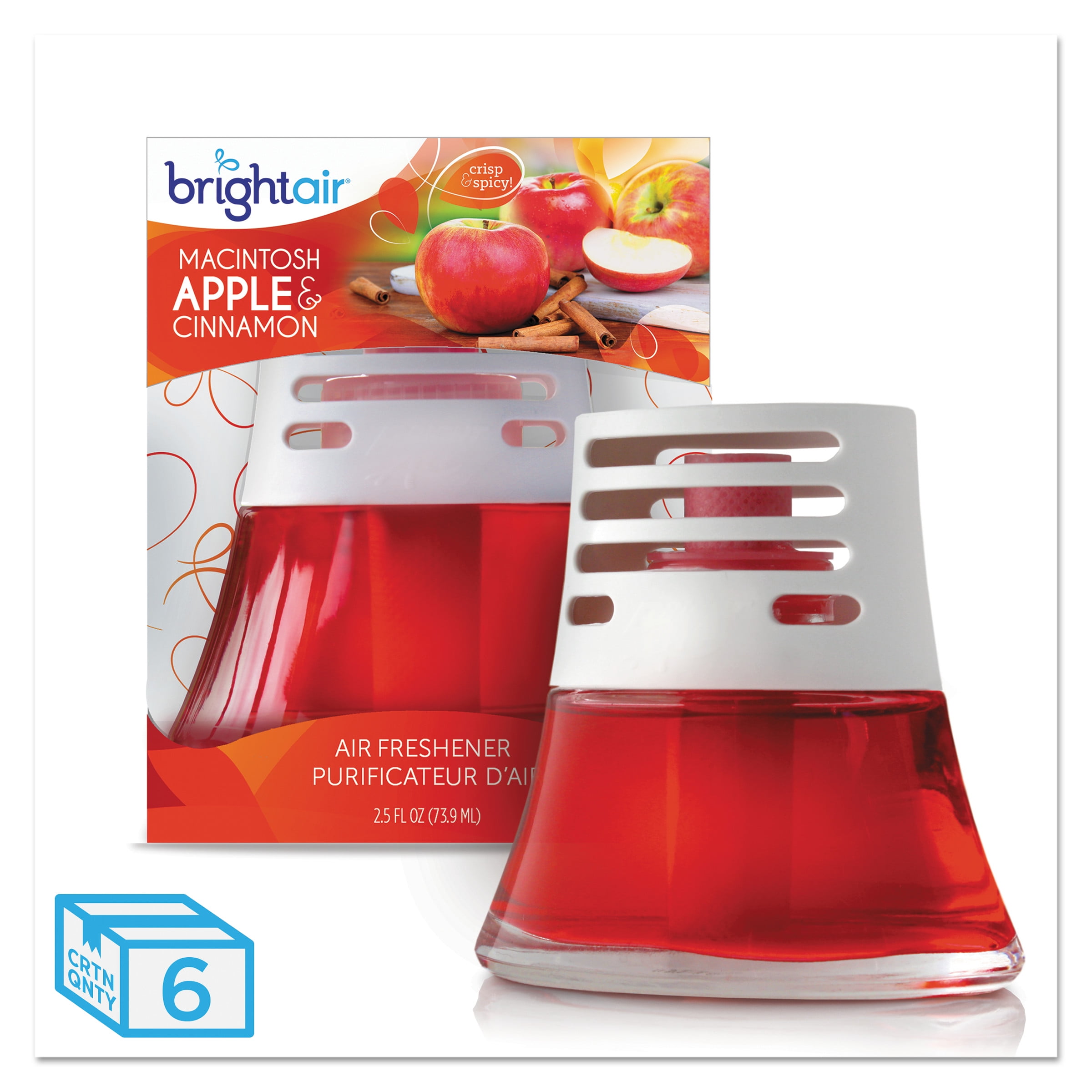 BRIGHT Air Scented Oil Air Freshener, Macintosh Apple and Cinnamon, Red, 2.5oz
