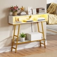 thumbnail image 4 of Gymax 40'' Console Table w/ Power Strip 3-Tier Entryway Table w/ RGB LED Lights White, 4 of 10