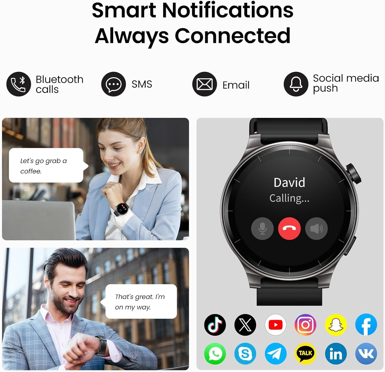 TOZO S5 Smartwatch for Men Women IP68 Waterproof Smartwatch for iPhone & Android,1.43" Ultra-Clear AMOLED Screen,Bluetooth Call(Answer/Make Calls),100+ Sports Modes Fitness Watchs with Sleep Monitor