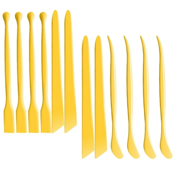 Raindrops Pottery Tool Set Kit 12Pcs for Carving and Smoothing Clay Sculpture Tools Professional Artists Yellow Plastic