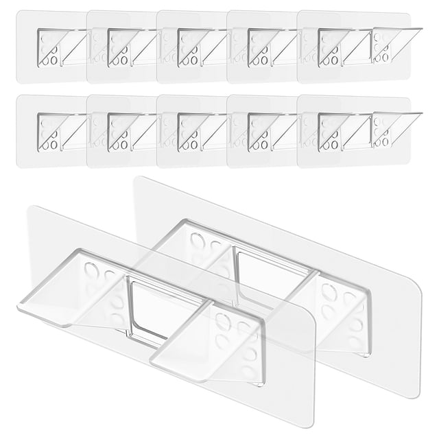 12 Pcs Chevilles d'Étagère Sans Perçage Supports d'Étagère Chevilles Séparateur de Garde-Robe Support Épingles d'Étagère Transparentes Supports d'Étagère