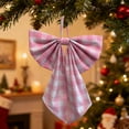 thumbnail image 5 of Virelaxpo Extra Large Plaid-Stripe Christmas Bow - Oversized Hanging Decoration for Tree, Wreath, Garland, Door with Wired Ribbon, Reusable, 5 of 6