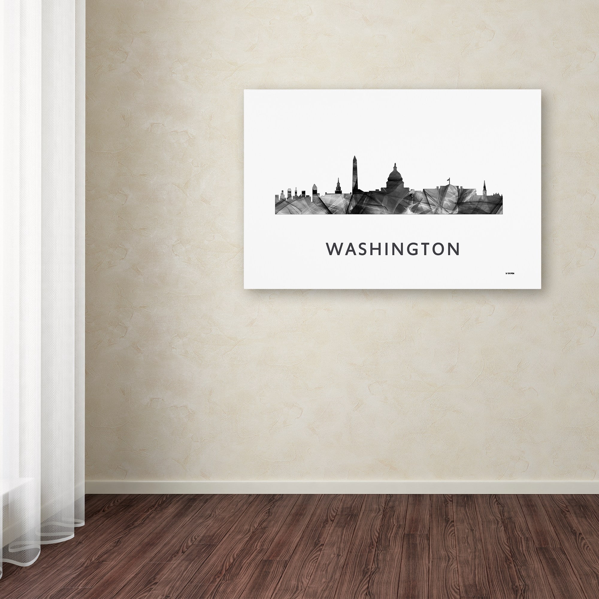 Trademark Fine Art 'Washington DC Skyline WB-BW' Canvas Art by Marlene Watson