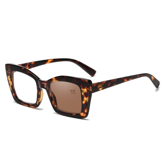 Women Thick Photochromic Brown Reading Glasses Men Oversized Square Presbyopia Glasses UV Tortoiseshell Readers Eyeglasses Freame