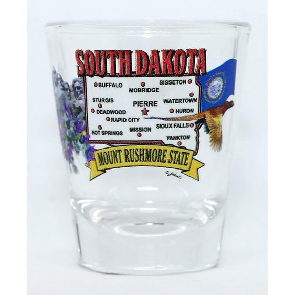 South Dakota State Elements Map shot glass