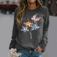 thumbnail image 2 of VBARHMQRT Chandail à Capuche Blanc pour Femmes, Col Rond Décontracté, Manches Longues Raglan, Imprimé Papillon, 2 of 5
