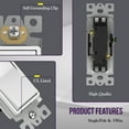 thumbnail image 3 of ENERLITES 3-Way Decorator Paddle Rocker Light Switch with Wall Plate, Gloss Finish, Single Pole or Three Way, Grounding Screw, Residential Grade, 15A 120V/277V, 93150-WWP-10PCS, White (10 Pack), 3 of 5