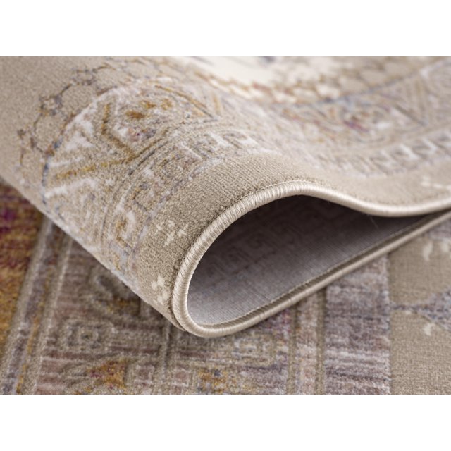 Rug Branch Paletta 2' x 15' (2'3" x 15') Beige/Cream Distressed Medallion Indoor Runner Rug, Transitional, High Pile, Stain-Resistant Hallway Carpet - Entryway, Mudroom, Bedroom, and Kitchen