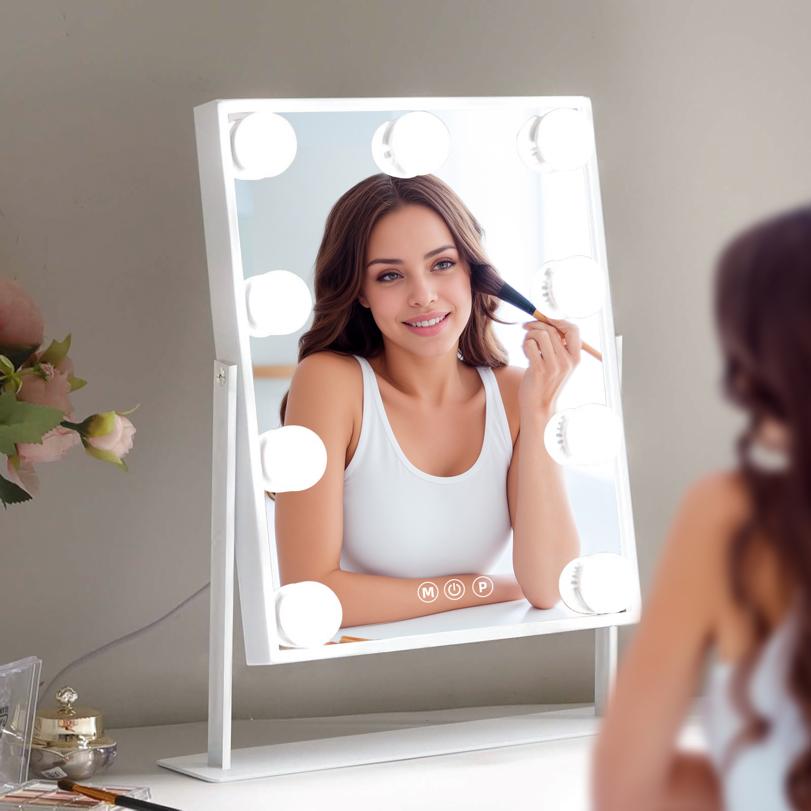 KUOSE LED Makeup Mirror, with 10X Magnification Adjustable Brightness & Color Temperature, 360° Rotatable, Perfect for Makeup Artists & Home Use
